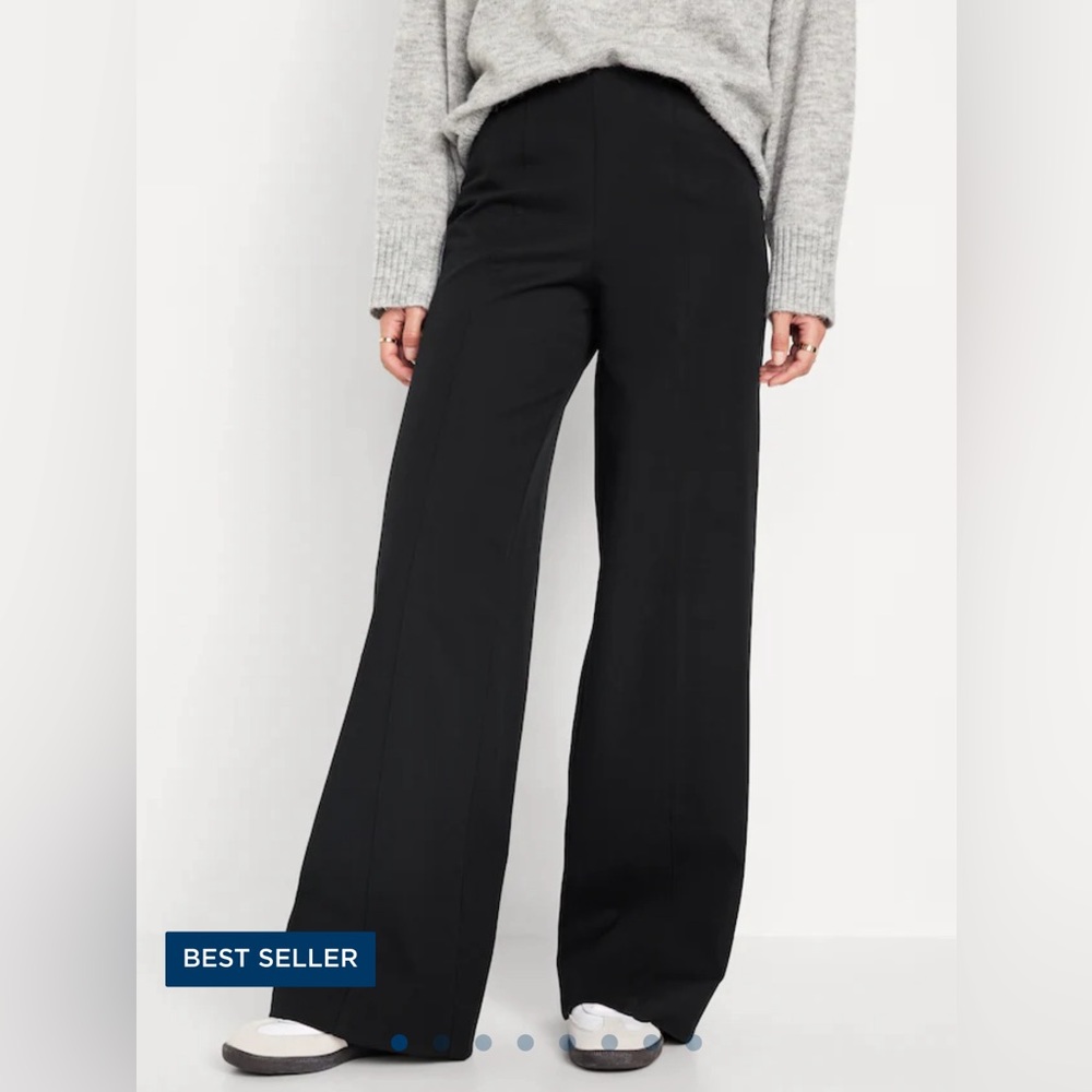 NWOT Old Navy Pixie Wide Leg High Waisted Pull On Pants in Black - Large Petite